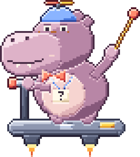 Das Erklär-Hippo auf seinem Schwebe-Roller